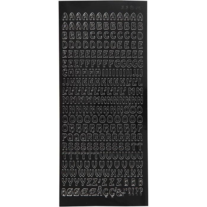 Sticker, Kleine Buchstaben, Blatt 10x23 cm, Schwarz, 1 Bl.