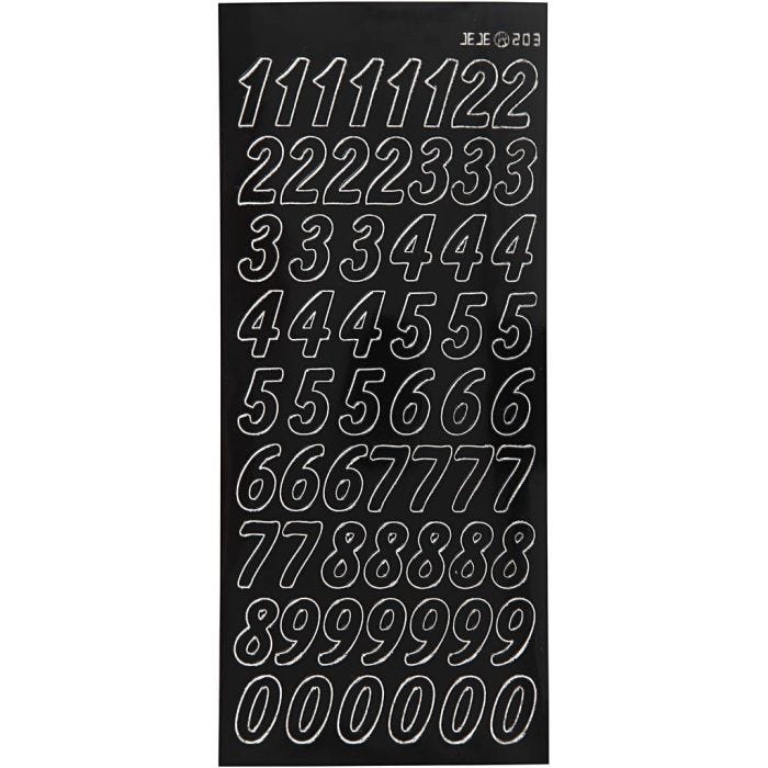 Sticker, Große Zahlen, Blatt 10x23 cm, Schwarz, 1 Bl.