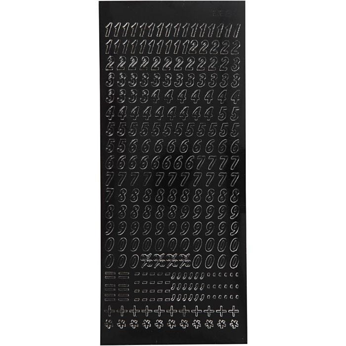Sticker, Kleine Zahlen, Blatt 10x23 cm, Schwarz, 1 Bl.