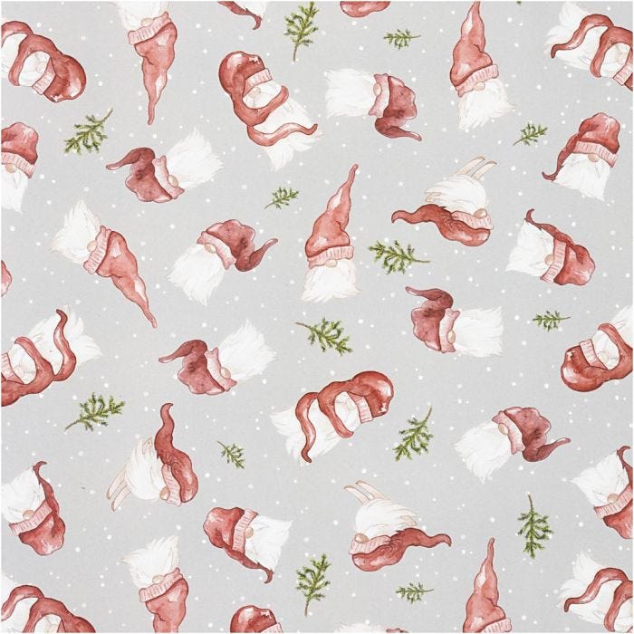 Geschenkpapier, Nikolaus mit großer Mütze, B 70 cm, 80 g, 2 m/ 1 Rolle
