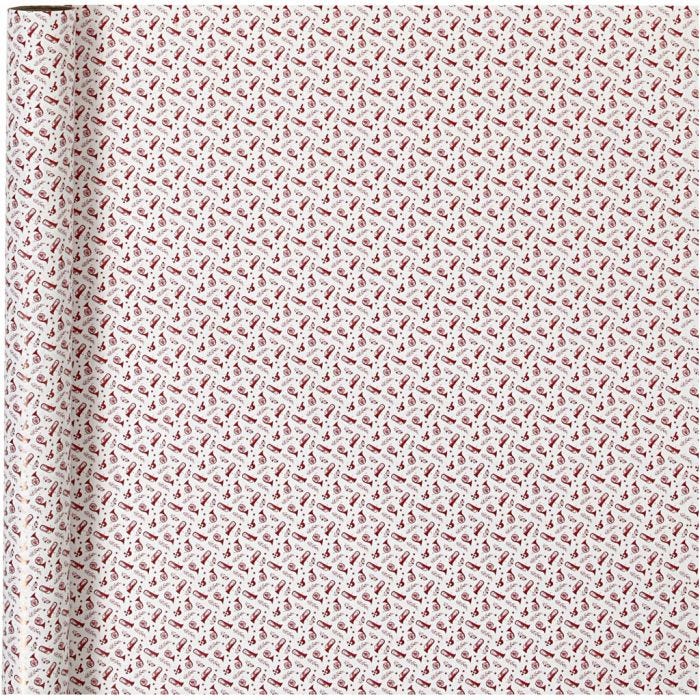 Geschenkpapier, Trompete, B 70 cm, 80 g, Rot, Weiß, 4 m/ 1 Rolle