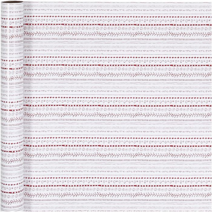 Geschenkpapier, Kritzeleien, B 70 cm, 80 g, Rot, Weiß, 4 m/ 1 Rolle