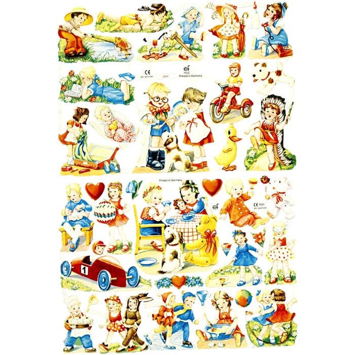 Vintage-Glanzbilder, KInder, Blatt 16,5x23,5 cm, 2 Bl./ 1 Pck