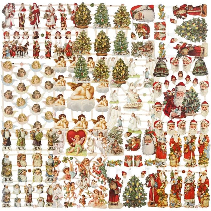 Vintage-Glanzbilder, Weihnachten, Blatt 16,5x23,5 cm, 30 Bl./ 1 Pck