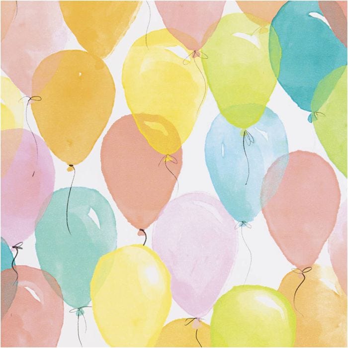 Geschenkpapier, Ballons, B 50 cm, 80 g, Pastellfarben, 100 m/ 1 Rolle