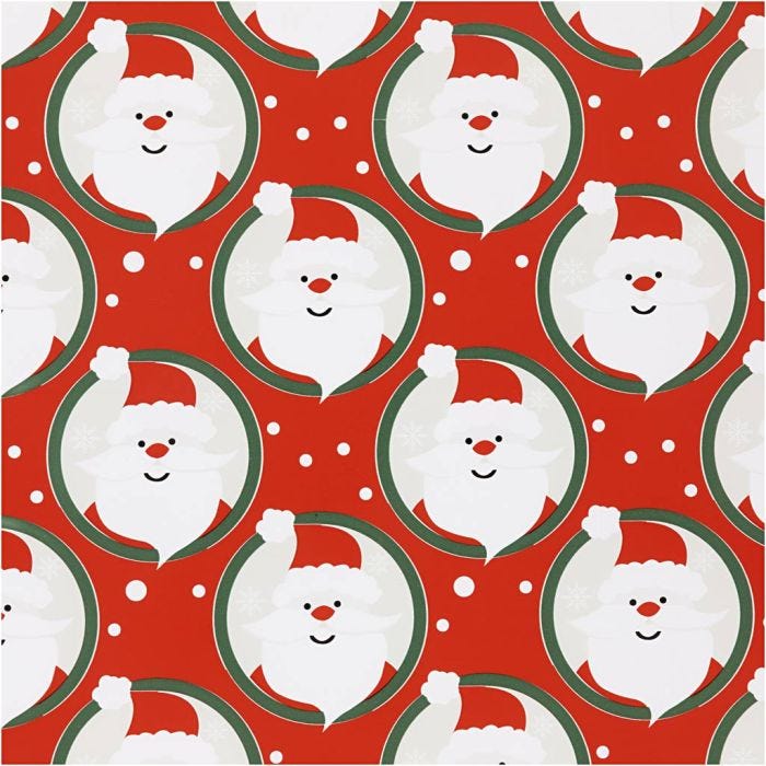 Geschenkpapier, Weihnachtsmann, B 50 cm, 80 g, Rot, 5 m/ 1 Rolle