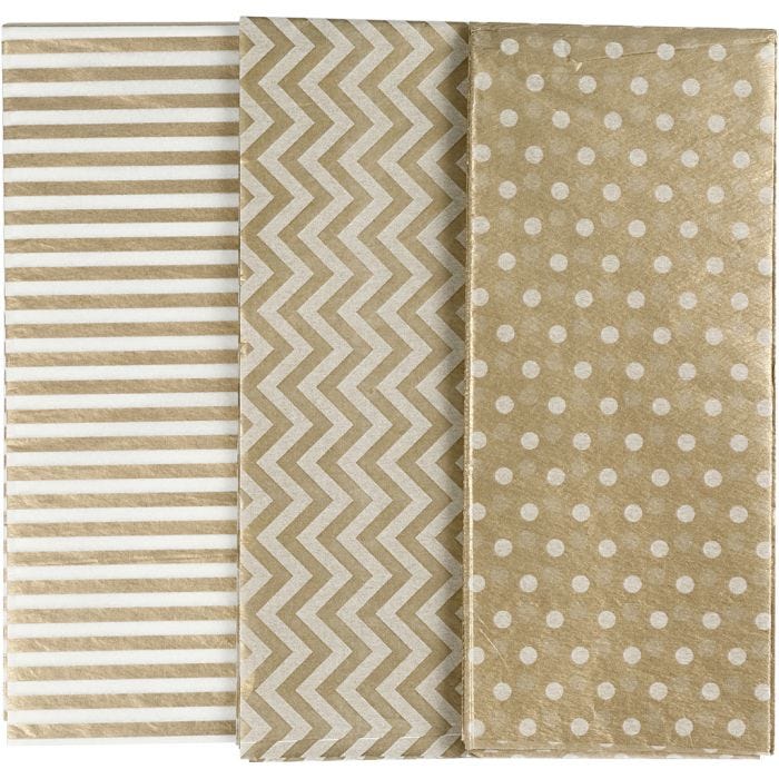 Seidenpapier, Blatt 50x70 cm, 17 g, Gold, 6 Bl./ 1 Pck