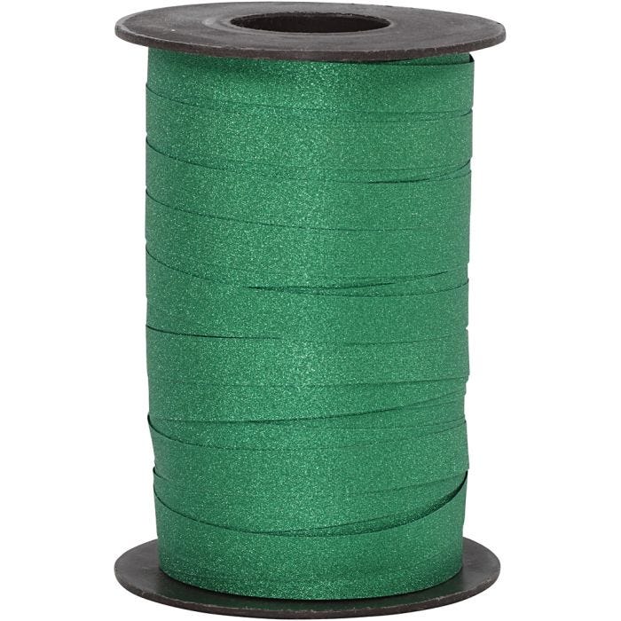 Kräuselband, B 10 mm, Glitter, Grün, 100 m/ 1 Rolle