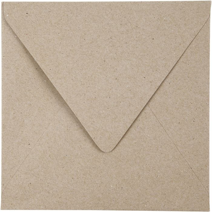 Recycelter Kuvert, Umschlaggröße 16x16 cm, 120 g, Natur, 50 Stk/ 1 Pck