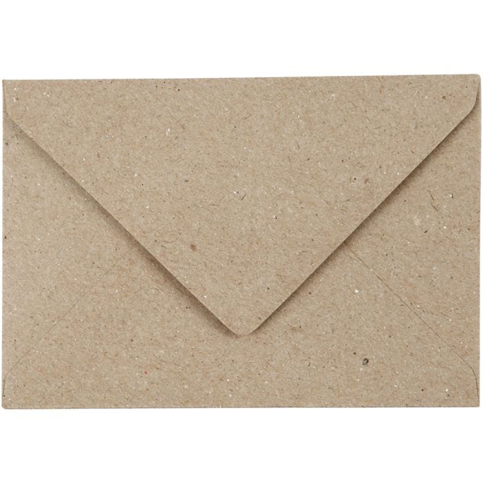 Recycelter Kuvert, Umschlaggröße 7,8x11,5 cm, 120 g, Natur, 50 Stk/ 1 Pck