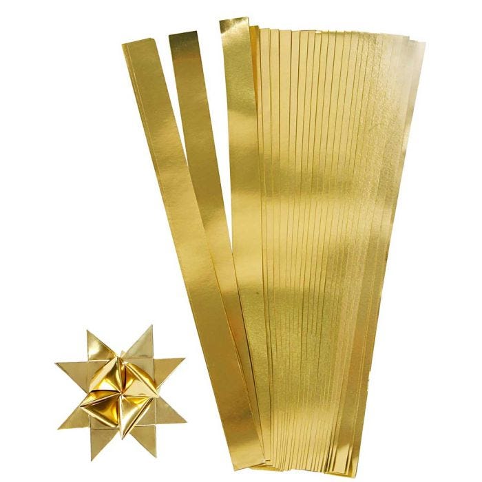 Papierstreifen für Sterne, L 45 cm, D 4,5 cm, B 10 mm, Gold, 100 Streifen/ 1 Pck