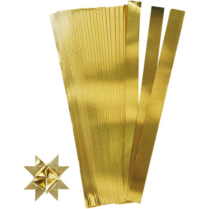 Papierstreifen für Sterne, L 73 cm, B 25 mm, D 11,5 cm, Gold, 100Streifen/ 1 Pck