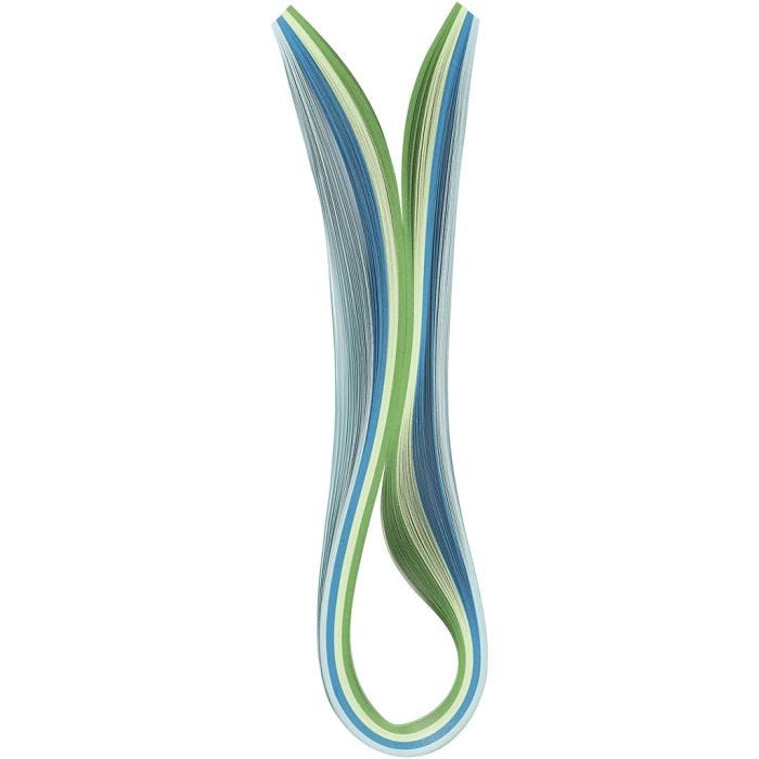 Quilling-Streifen, L 78 cm, B 5 mm, 120 g, Blau, Grün, Lindgrün, Türkis, 100Stk/ 1 Pck