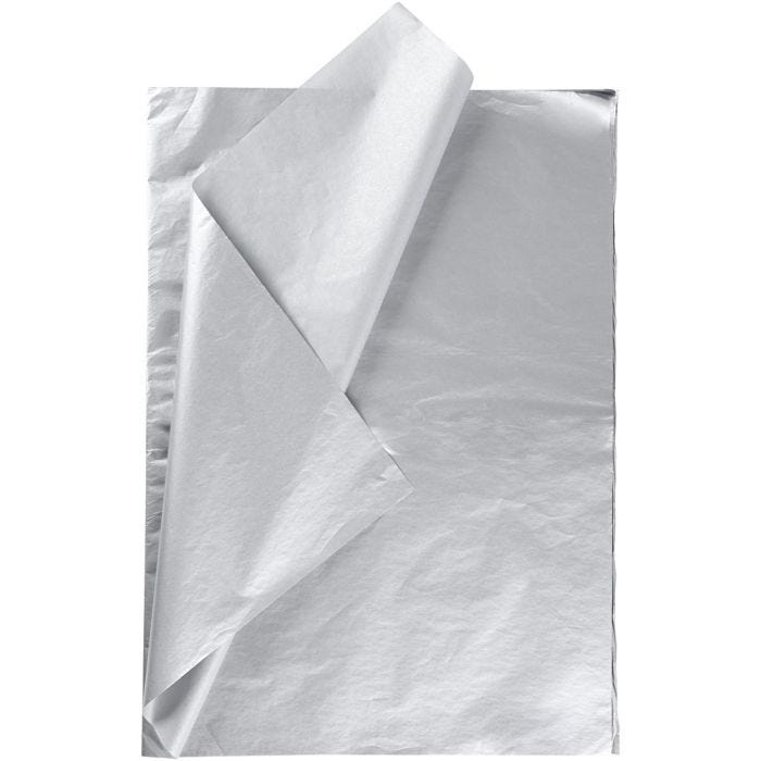 Seidenpapier, Blatt 50x70 cm, 14 g, Silber, 25Bl./ 1 Pck
