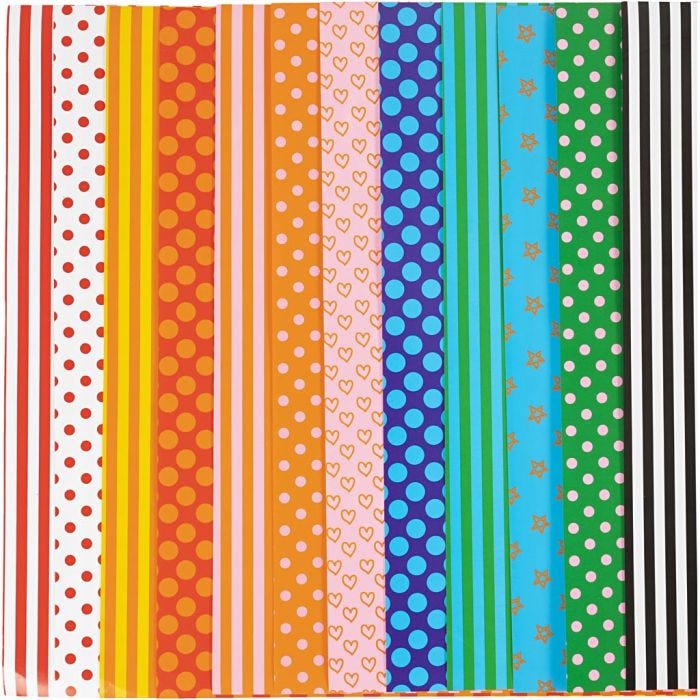 Glanzpapier, Pattern, Blatt 32x48 cm, 80 g, Sortierte Farben, 100 Bl. sort./ 1 Pck