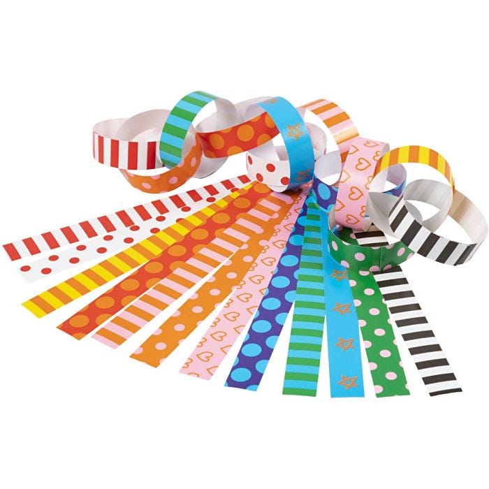 Papierketten, mit Muster, L 16 cm, B 15 mm, 400Stk/ 1 Pck