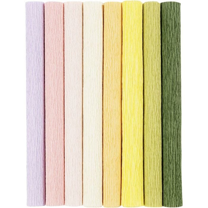 Krepppapier, Blatt 25x60 cm, Kreppanteil: 180%, 105 g, Pastellfarben, 8 Bl./ 1 Pck