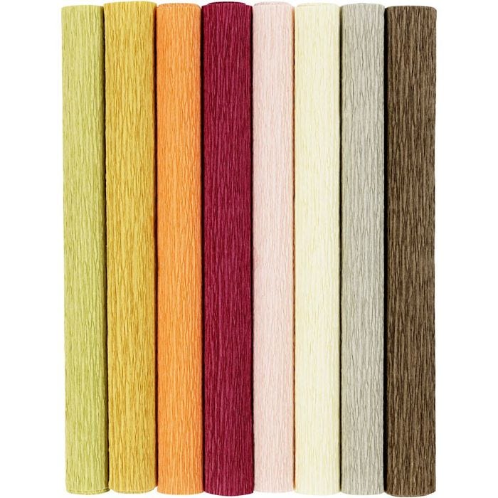 Krepppapier, Blatt 25x60 cm, Kreppanteil: 180%, 105 g, sanfte, dezente Farben, 8 Bl./ 1 Pck
