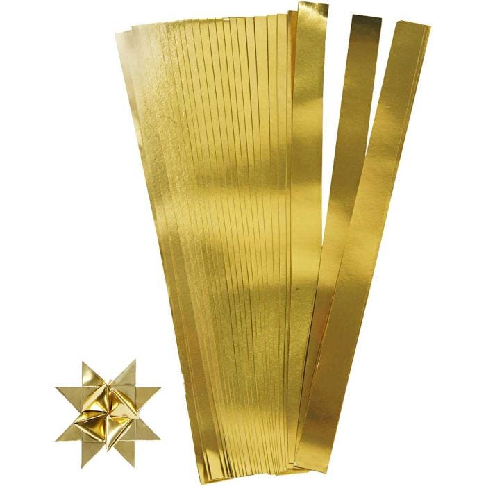Papierstreifen für Sterne, L 45 cm, B 15 mm, D 6,5 cm, Gold, 100 Streifen/ 1 Pck