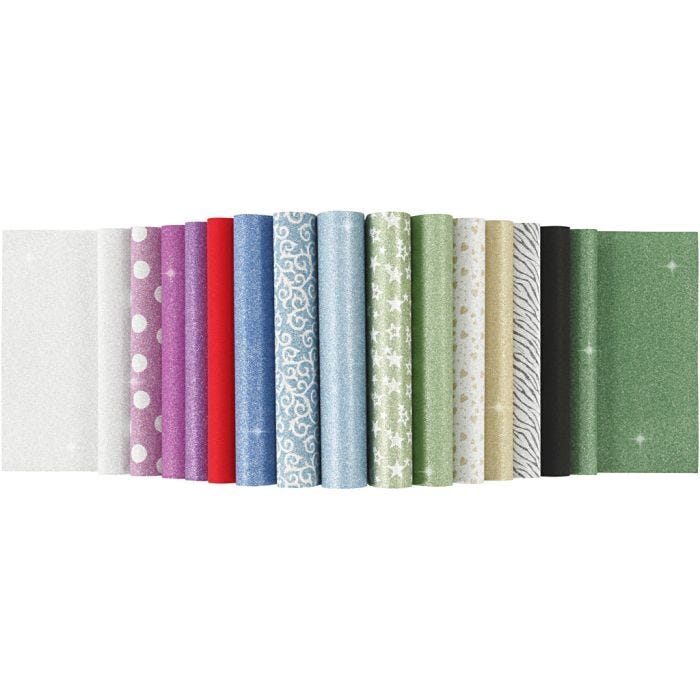 Papierblätter mit Glitter, A4, Blatt 210x297 mm, 150 g, 30 Bl./ 1 Stk
