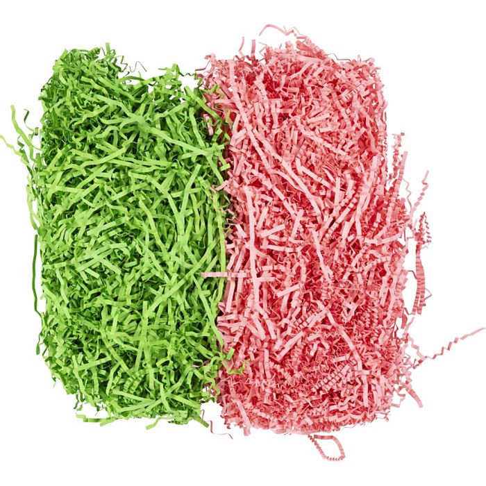 Papier-Füllmaterial, L 25-30 cm, B 3 mm, Dunkelgrün, Pink, 2x50 g/ 1 Pck