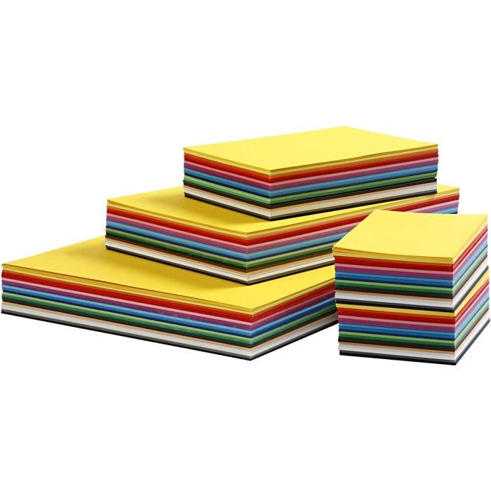 Farbkarton, A3,A4,A5,A6, 180 g, Sortierte Farben, 1500Bl. sort./ 1 Pck