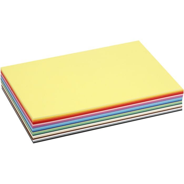 Farbkarton, A4, Blatt 210x297 mm, 180 g, Sortierte Farben, 300 Bl. sort./ 1 Pck
