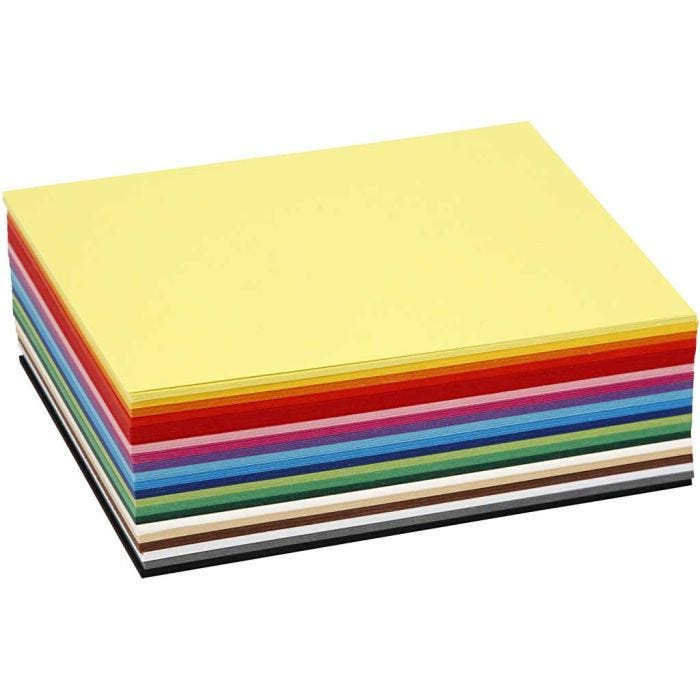 Farbkarton, A6, Blatt 105x148 mm, 180 g, Sortierte Farben, 300Bl. sort./ 1 Pck