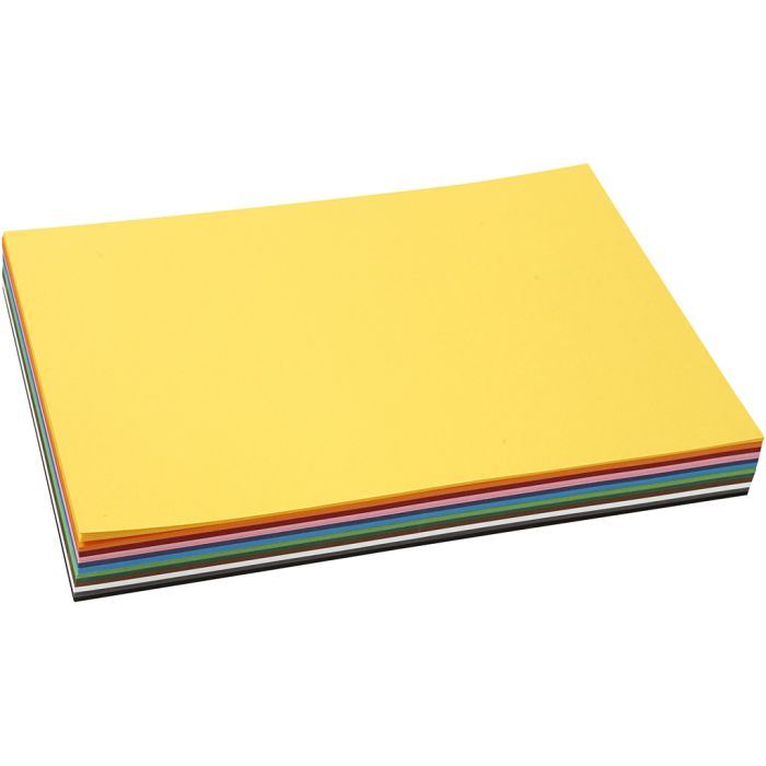 Farbkarton, A4, Blatt 210x297 mm, 180 g, Sortierte Farben, 12x10Bl./ 1 Pck