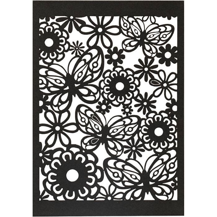 Karton mit Spitze, Blatt 10,5x15 cm, 200 g, Schwarz, 10Stk/ 1 Pck