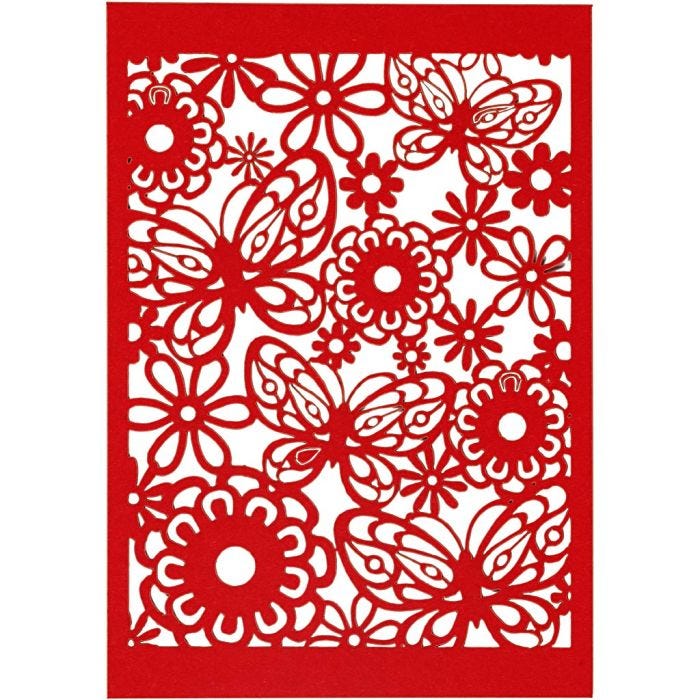 Karton mit Spitze, Blatt 10,5x15 cm, 200 g, Rot, 10Stk/ 1 Pck
