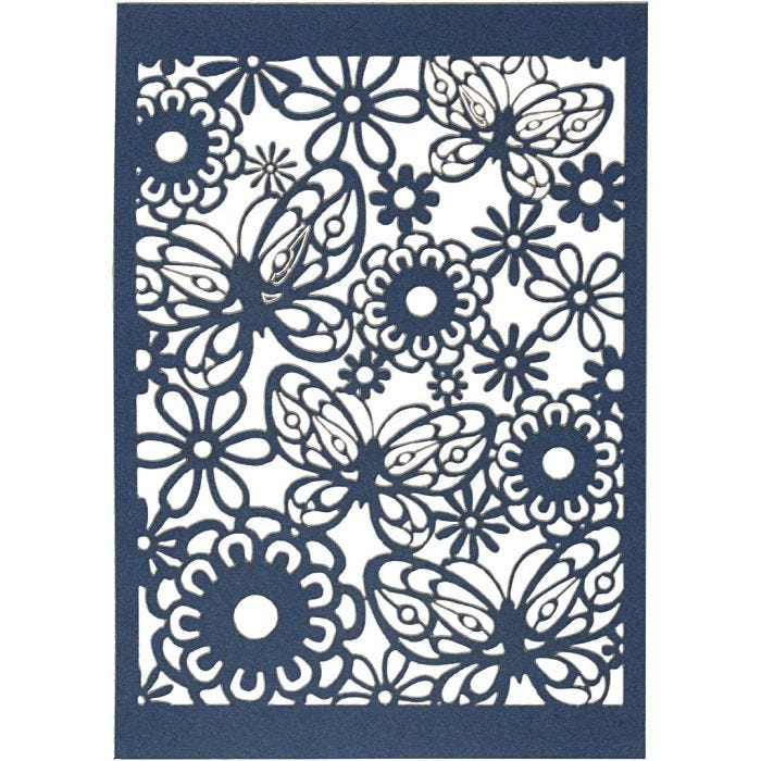 Karton mit Spitze, Blatt 10,5x15 cm, 200 g, Blau, 10Stk/ 1 Pck