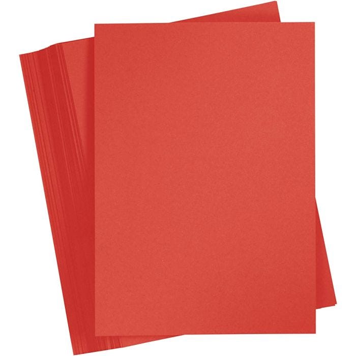 Karton, farbig, A4, Blatt 210x297 mm, 180 g, Rot, 100 Bl./ 1 Pck