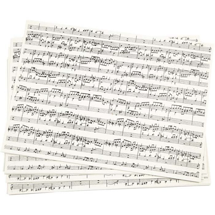Bedrucktes Kraftpapier, Musiknoten, A4, Blatt 210x297 mm, 100 g, 10Bl./ 1 Pck