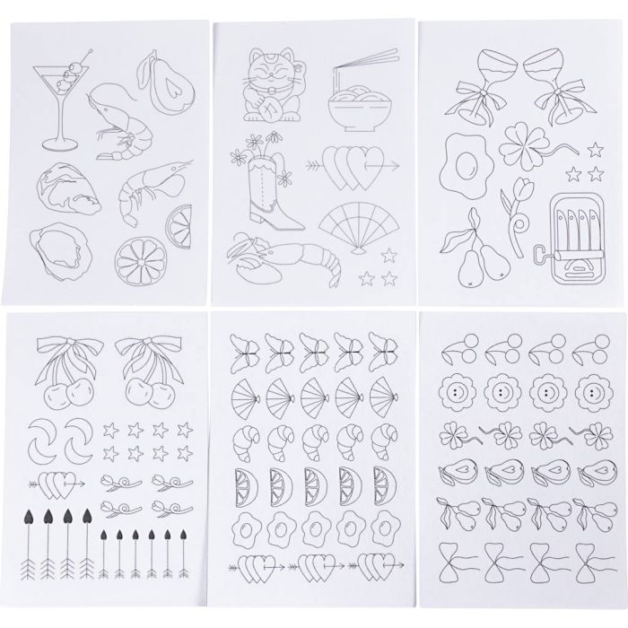 Wasserlösliche Stickvliese, Deko-Designs, A5, Blatt 148,5x210 mm, 6 Bl./ 1 Pck