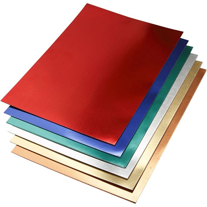 Metallic-Folienkarton, A2, Blatt 420x594 mm, 280 g, Sortierte Farben, 30 Bl. sort./ 1 Pck