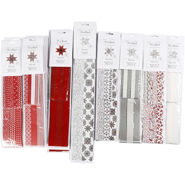 Papierstreifen für Fröbelsterne, L 45-100 cm, B 15+25+40 mm, Inhalt kann variieren , 640Streifen/ 1 Pck