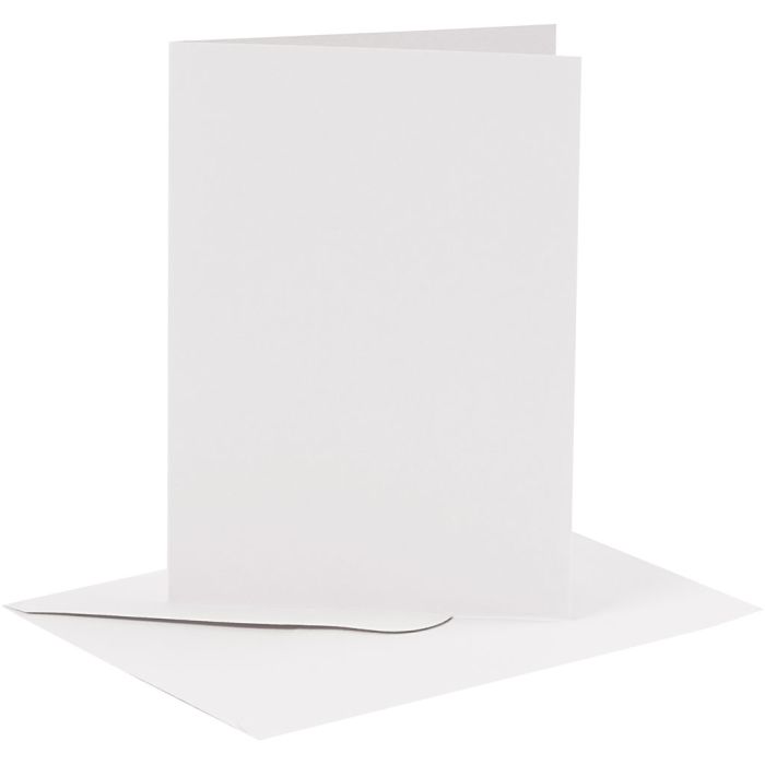Karten &amp; Kuverts, Kartengröße 10,5x15 cm, Umschlaggröße 11,5x16,5 cm, 110+230 g, Weiß, 6Set/ 1 Pck