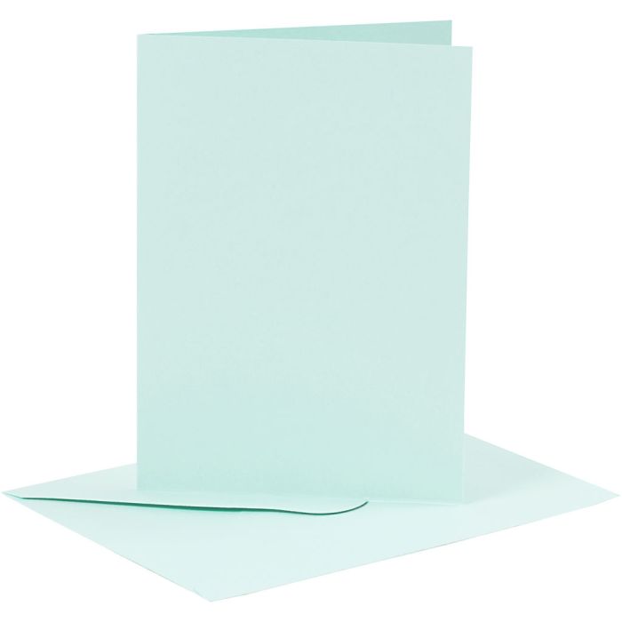 Karten &amp; Kuverts, Kartengröße 10,5x15 cm, Umschlaggröße 11,5x16,5 cm, 110+220 g, Hellblau, 6Set/ 1 Pck