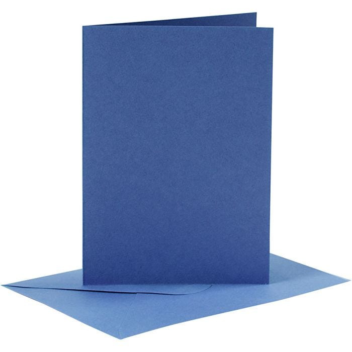 Karten &amp; Kuverts, Kartengröße 10,5x15 cm, Umschlaggröße 11,5x16,5 cm, 110+220 g, Blau, 6Set/ 1 Pck