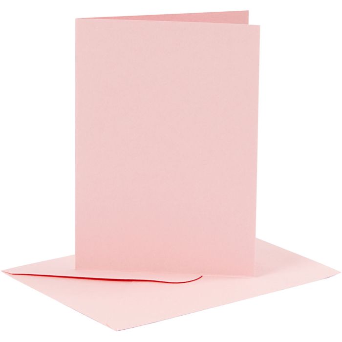 Karten &amp; Kuverts, Kartengröße 10,5x15 cm, Umschlaggröße 11,5x16,5 cm, 110+220 g, Rosa, 6Set/ 1 Pck