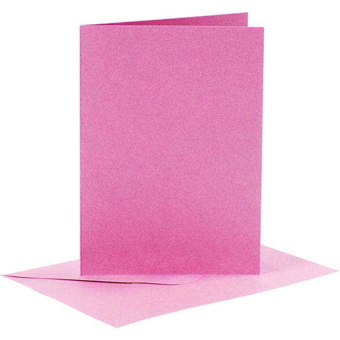 Karten &amp; Kuverts, Kartengröße 10,5x15 cm, Umschlaggröße 11,5x16,5 cm, 110+220 g, Pink, 6 Set/ 1 Pck