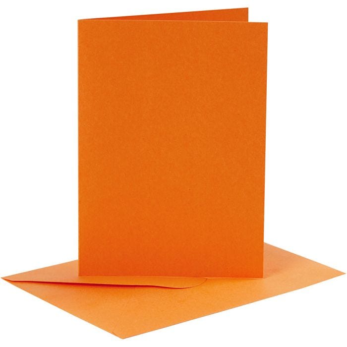 Karten &amp; Kuverts, Kartengröße 10,5x15 cm, Umschlaggröße 11,5x16,5 cm, 110+220 g, Orange, 6 Set/ 1 Pck