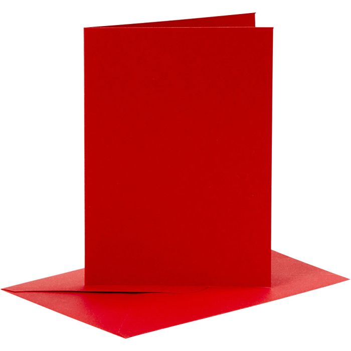 Karten &amp; Kuverts, Kartengröße 10,5x15 cm, Umschlaggröße 11,5x16,5 cm, 110+230 g, Rot, 6Set/ 1 Pck