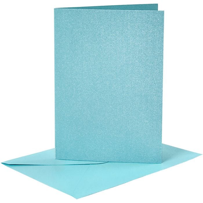 Briefkarte und Briefumschlag, Kartengröße 10,5x15 cm, Umschlaggröße 11,5x16,5 cm, Perlmutt, 120+210 g, Blau, 4 Set/ 1 Pck