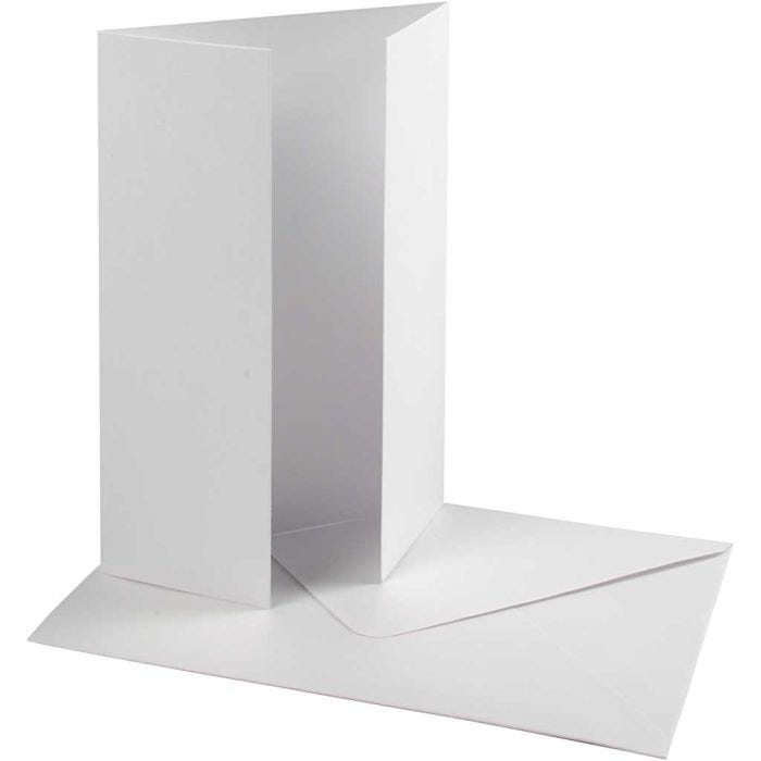 Perlglanz-Karte &amp; Umschlag, Kartengröße 10,5x15 cm, Umschlaggröße 11,5x16,5 cm, 230+120 g, Weiß, 10 Set/ 1 Pck