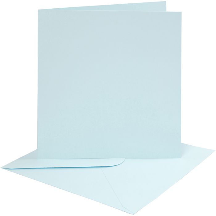 Karten &amp; Kuverts, Kartengröße 15,2x15,2 cm, Umschlaggröße 16x16 cm, 220 g, Hellblau, 4 Set/ 1 Pck