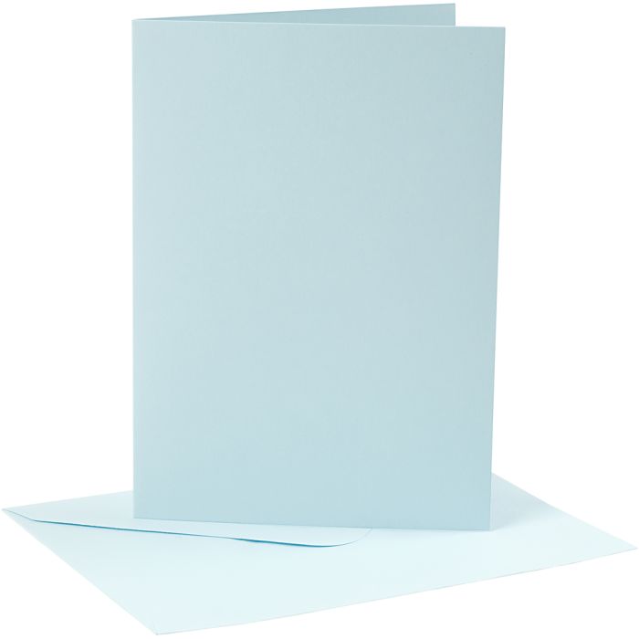 Karten &amp; Kuverts, Kartengröße 12,7x17,8 cm, Umschlaggröße 13,3x18,5 cm, 220 g, Hellblau, 4 Set/ 1 Pck