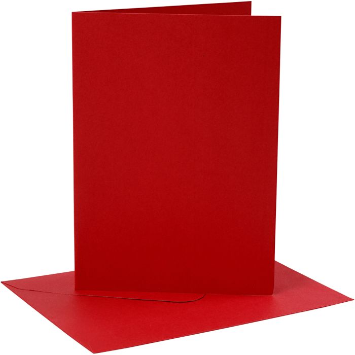 Karten &amp; Kuverts, Kartengröße 12,7x17,8 cm, Umschlaggröße 13,3x18,5 cm, 230 g, Rot, 4 Set/ 1 Pck