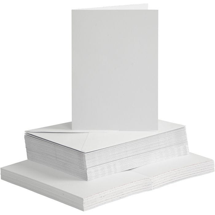 Karten &amp; Kuverts, Kartengröße 10,5x15 cm, Umschlaggröße 11,5x16,5 cm, 120+240 g, Weiß, 50 Set/ 1 Pck